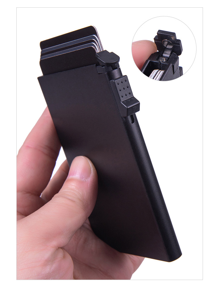 Low MOQ Pop up Card Case RFID Blocking Business Card Holder with Cash and Metal Cards