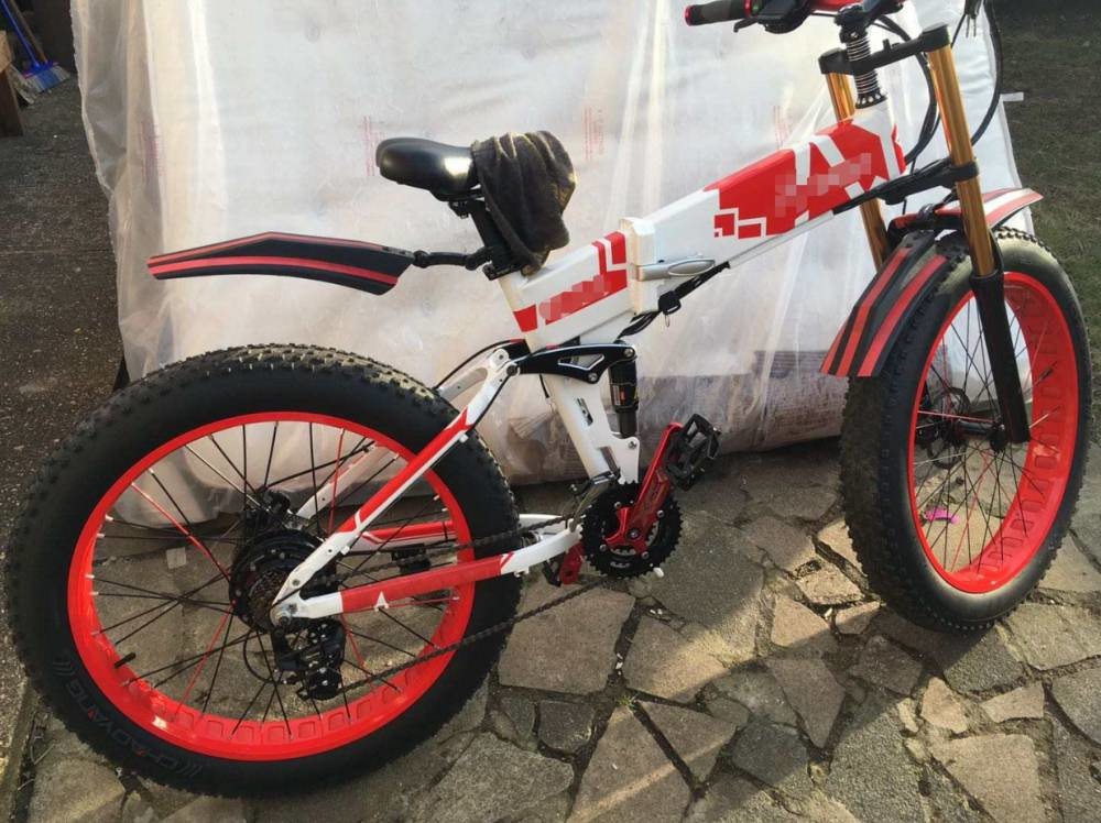 26 Inch Mountain Beach Electric Bicycle Ebike Fat Tire Rich Bit Fat E Bike Folding 350w 48v