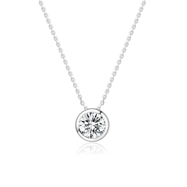 Simple Design 18k Gold Lab-Grown Diamond Pendant Daily Style Pendant White