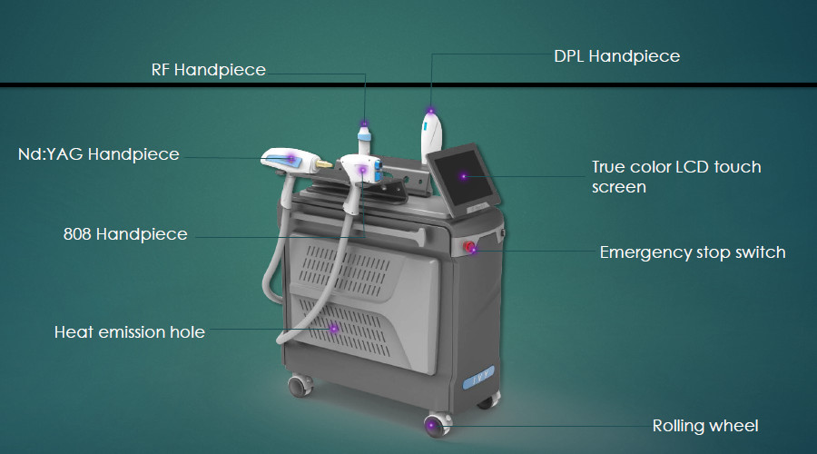 4 In 1 Ipl Yag Rf Diode Laser Machine Lasertell Hair Tattoo Removal