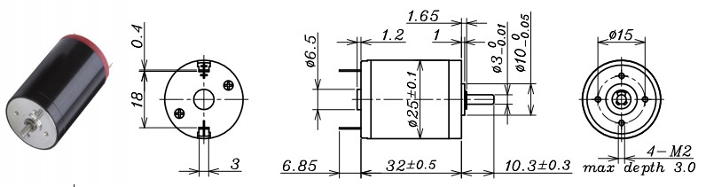 Coreless DC Brush Metal Motor3V6V12V24V.DC Metal Brush Coreless Motor L32mmD25mm