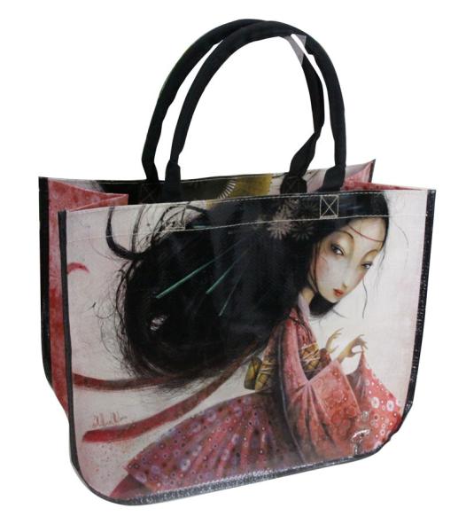 135gsm Shining Surface Round Corner 100% PP woven Fabric shopping bag Cylinder