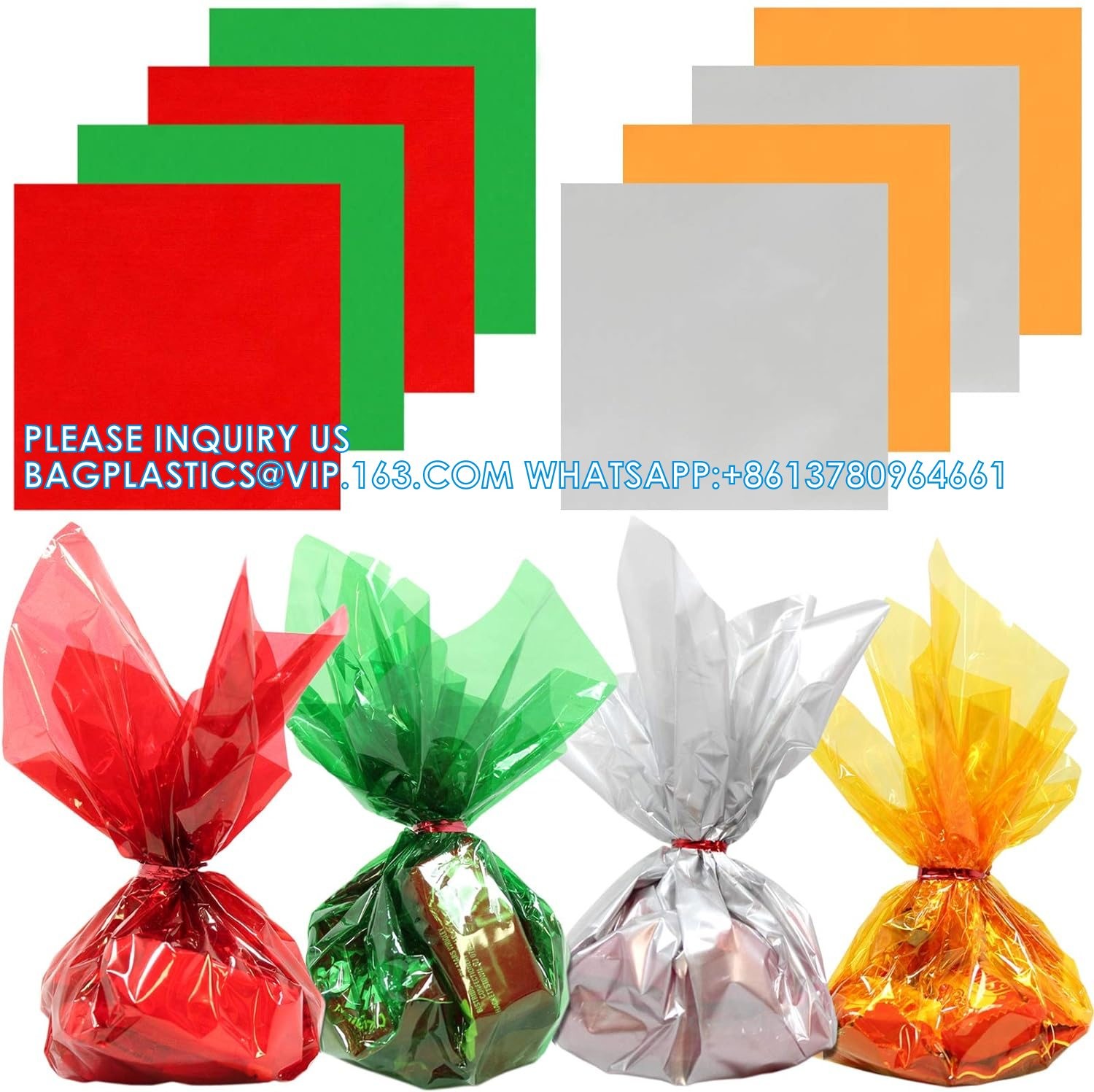 Cellophane Wrap Roll - Xmas Cellophane Wrap For Christmas To Wrap Gift Basket, Treat, Wine, Party Decoration