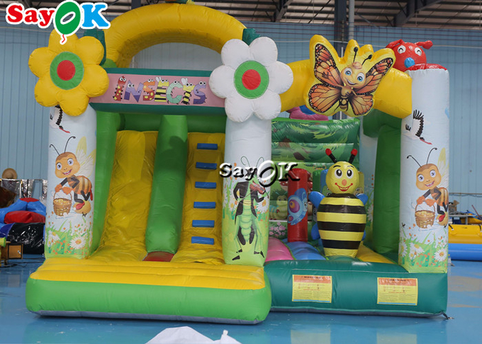 Insect Print Themed Inflatable Bounce Trampoline House With Slide