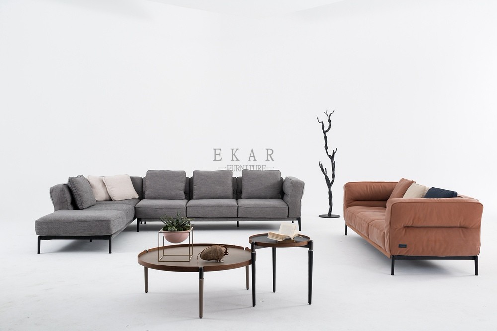 Italian Design Linen Corner Couch Modern Sofa Set for Living Room