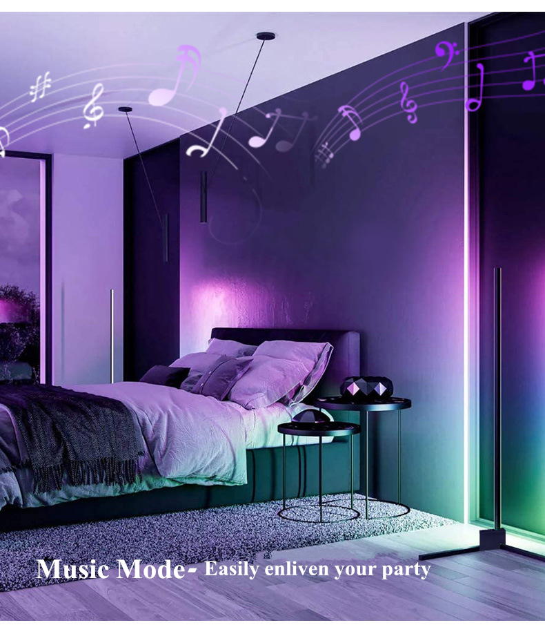 Dropshipping Nordic Modern Decorative Smart APP Remote Control Colorful RGB LED Floor Lamp Tripod Corner Floor Lamp Hom