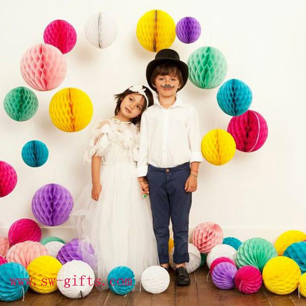 Quality Party Wedding Decoration Paper Craft Tissue Paper Honeycomb Balls Pom Pom Flower Ball for sale