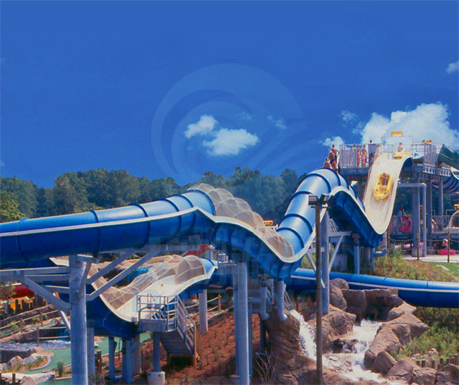 Roller Coaster Water Park Slide Fiberglass Customized Color With Two Riders
