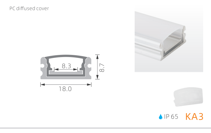 Lighting accessories waterproof aluminum profile IP65 surface installation for bathroom