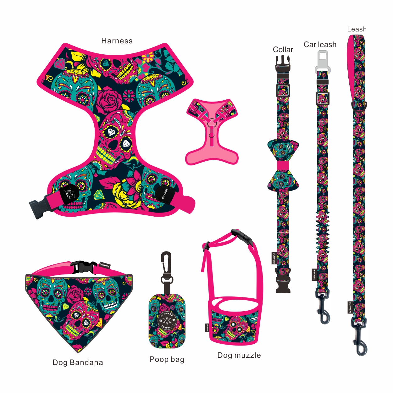 Padded Dog Harness Set Soft Durable No Pull Dog Harness Easy To Clean