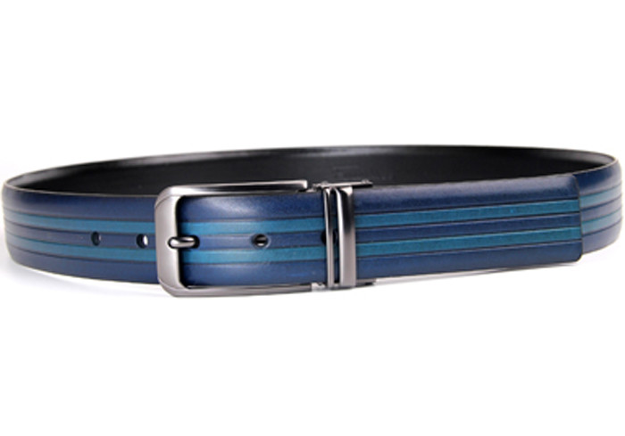 Fashionable Embossed Leather Belt With Double Color Width 3.3cm