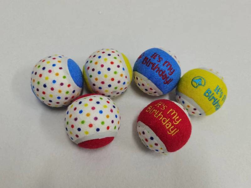 Dog Toy Naughty Nice Holiday Themed Tennis Balls Red Green 2.5" Choose Quantity (5 pack)