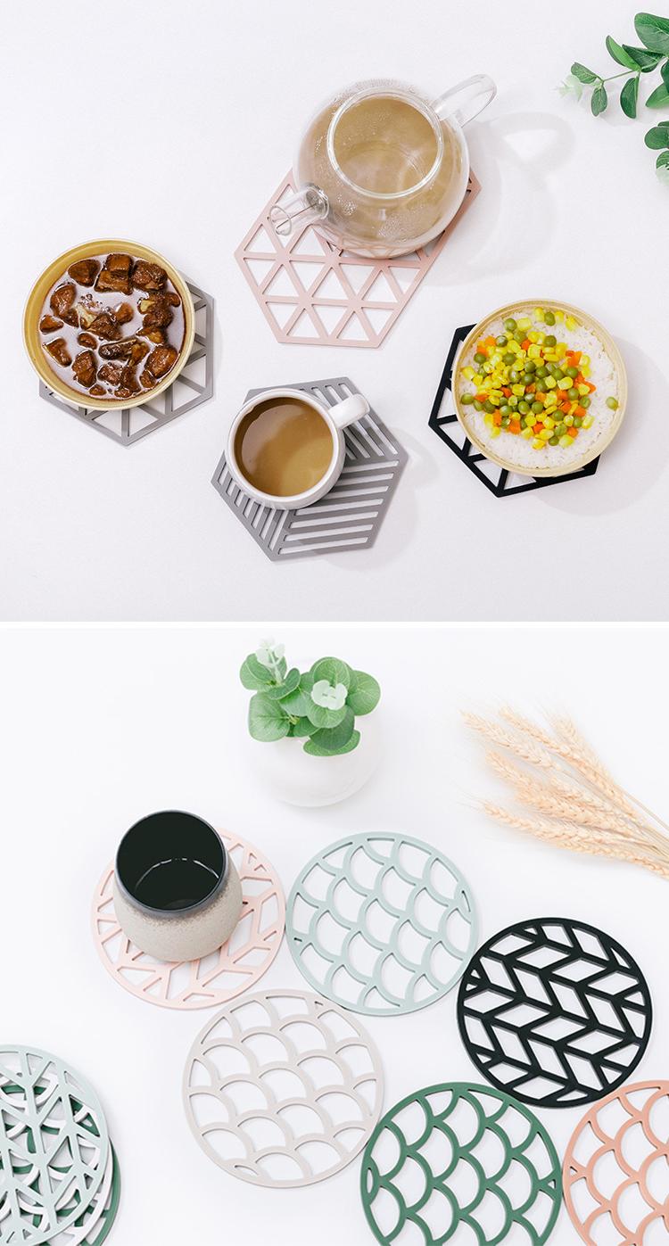 Cheap Custom Colorful Irregular Silicone Table Heat Resistant Mat Cup Placemat Pads