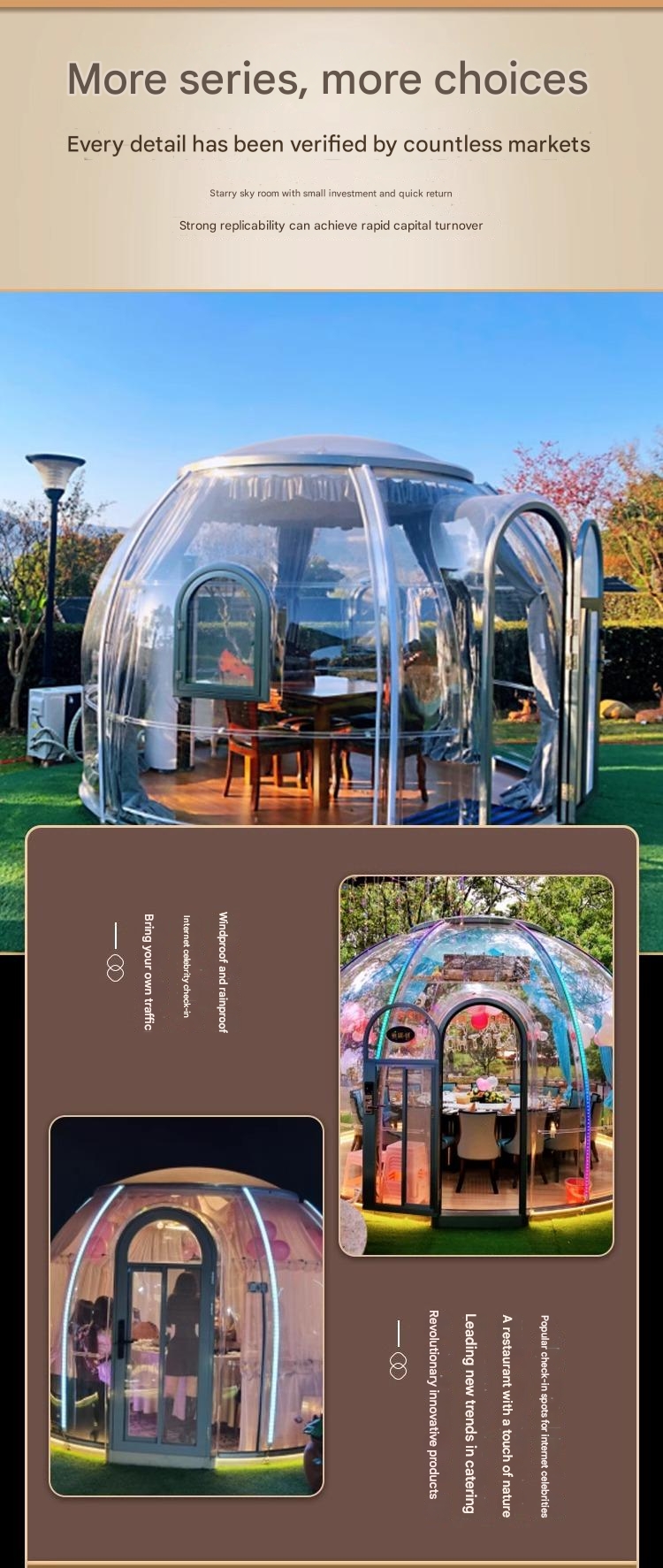 360-degree Panoramic Transparent Outdoor Star Room PC Hotel Bubble Tent for Outdoor Homestay Sun Room