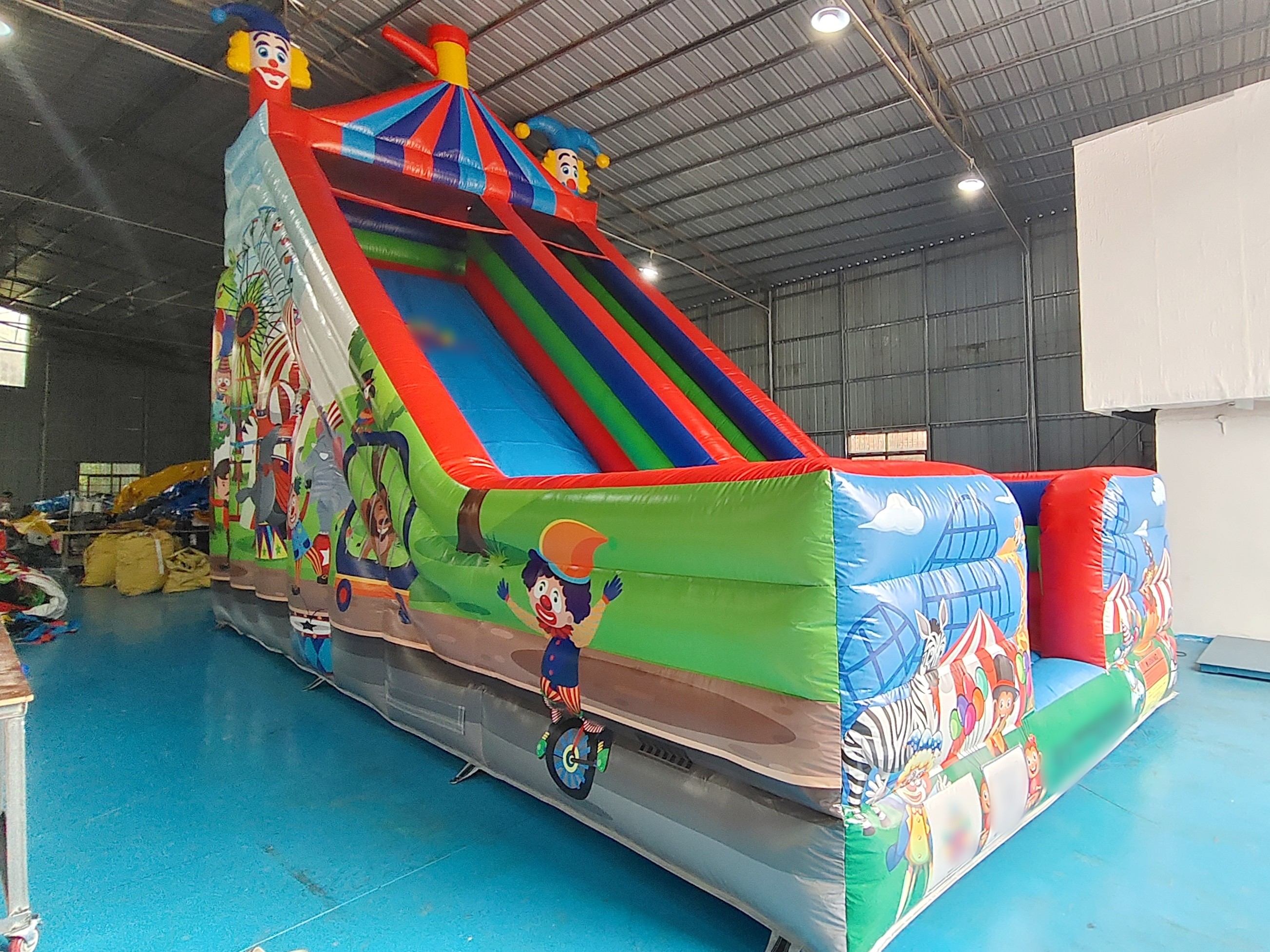 Commercial Digital Printing Inflatable Big Slides Clown Circus Printing Inflatable Slides Castle For Outdoor For Kids