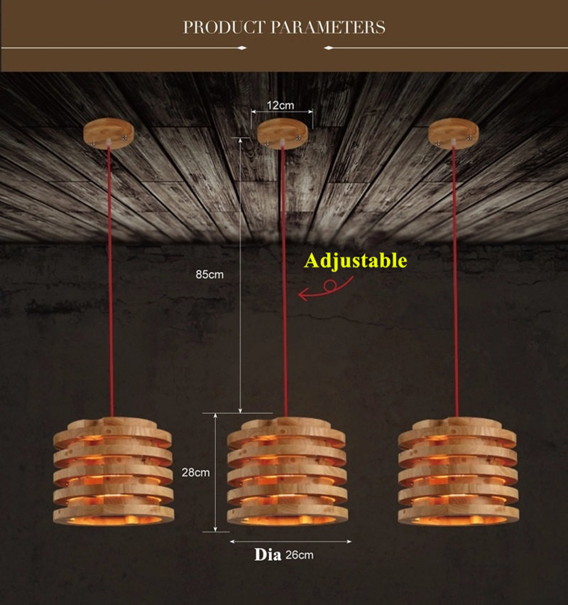 Creative wood Pendant Light Indoor Dining Room Foyer Home Adornment Pendant Light(WH-WP-44)