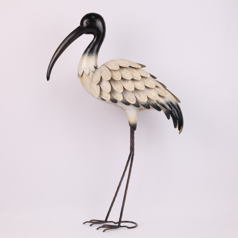 Iron Long Legs Crane Nature Weatherproof Metal Animal Garden Ornament Durable Design