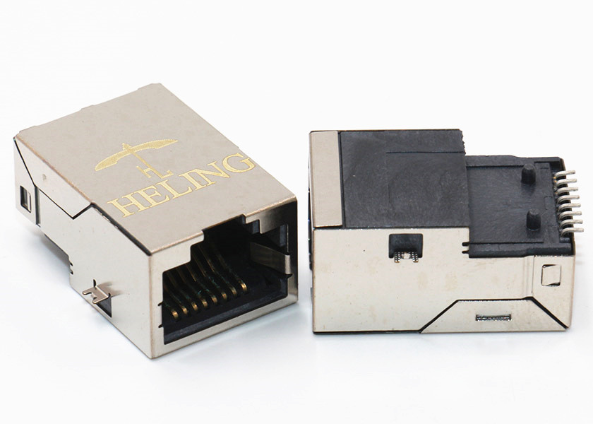 Gigabit Surface Mounting Magnetic Modular Jacks Side Entry Brass Shielded Shell