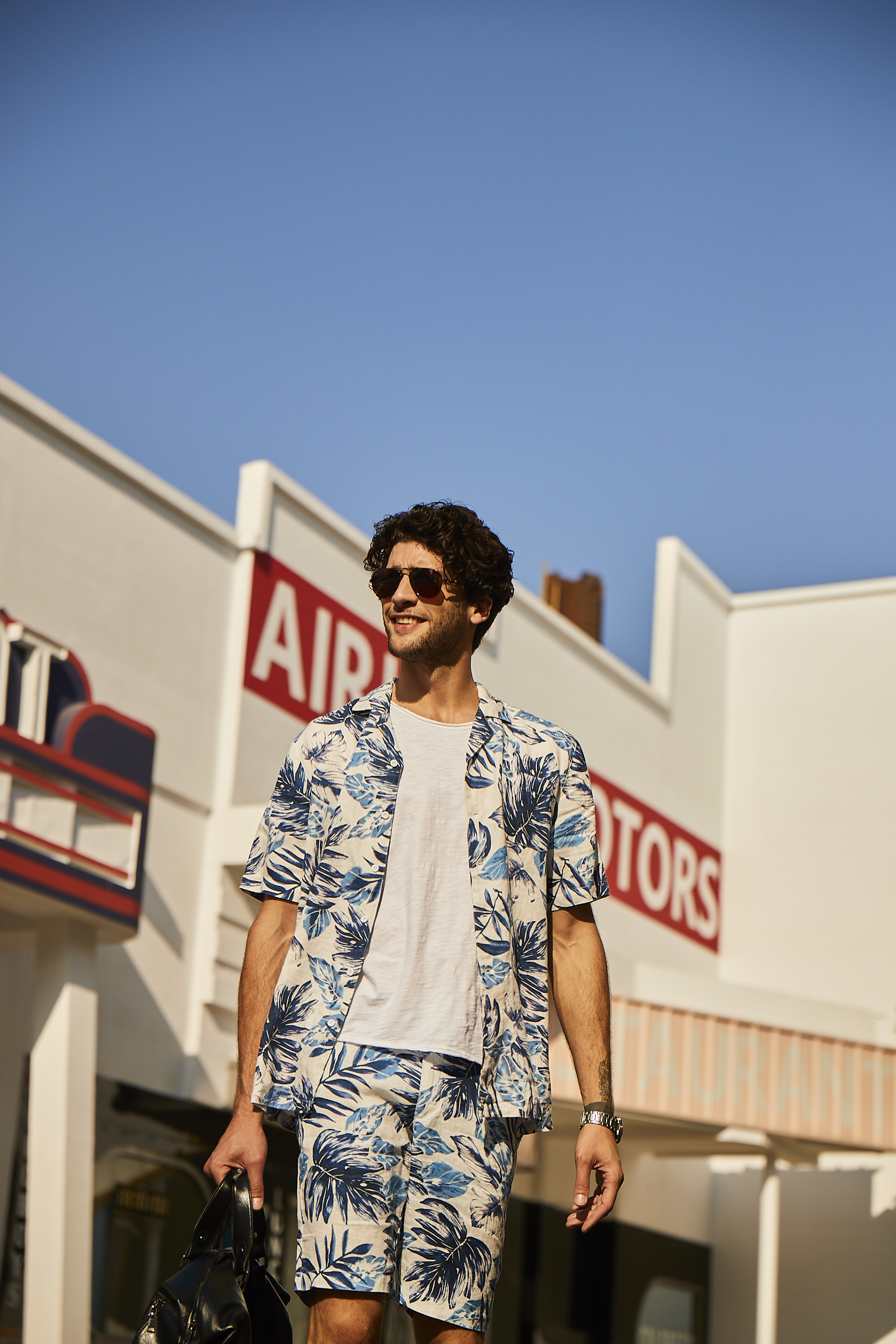 100% Linen Custom Hawaiian Shirts Blue Coolness Tropical Button Up Shirt