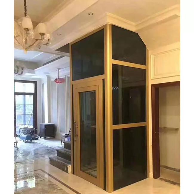 400kg To 2000kg Home Villa Elevator 1 To 6m/S Golden Mini Passenger Hydraulic Villa Lift