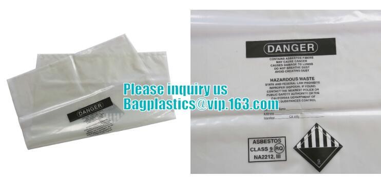 Hazardous Waste Yellow Plastic Bag Asbestos Garbage Bag,large size thicker LDPE asbestos remove bags,asbestos garbage ba