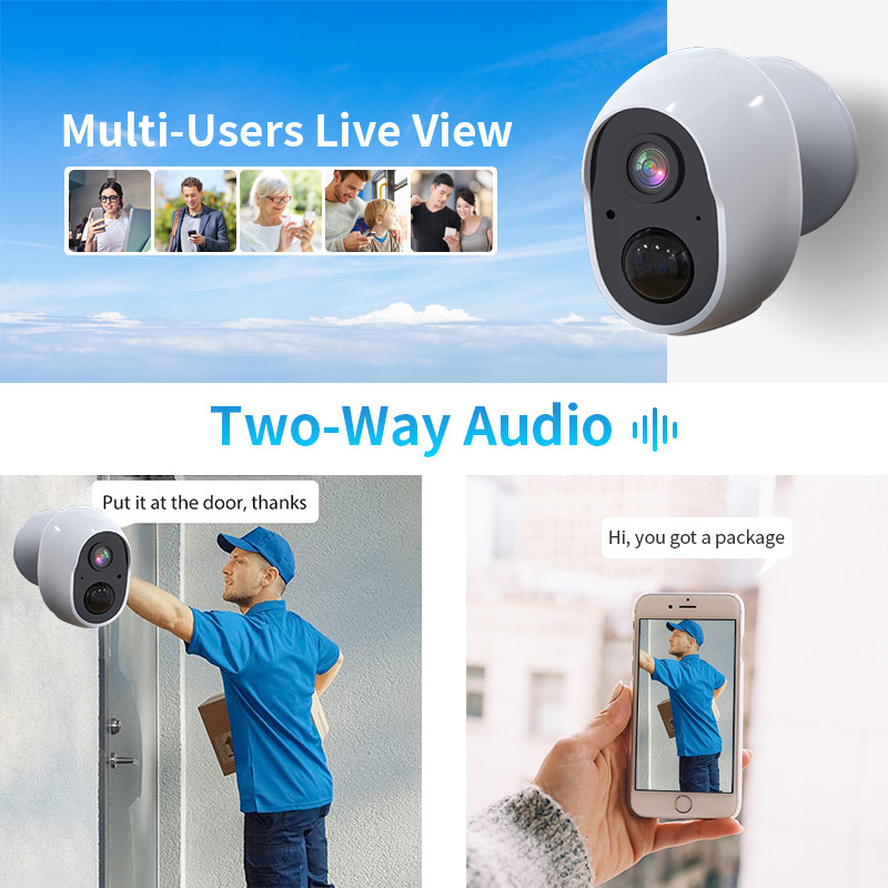 Wifi Solar Panel Battery Security Camera Outdoor Motion Detection Two Way Voice Intercom