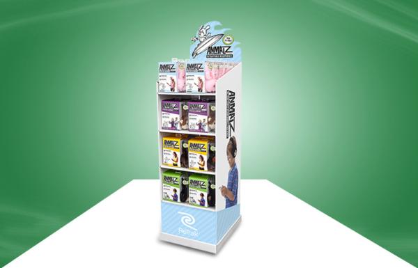 Beautiful Four-shelf POS Cardboard Displays Glossy Lamination for Electronic