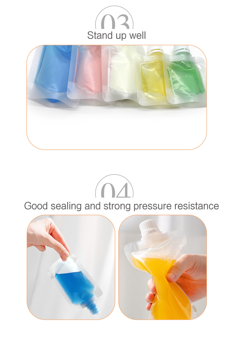 PP 10ml 50ml Plastic Flip Plastic Bag With Screw Cap Eco Friendly Liquid Soap Packaging