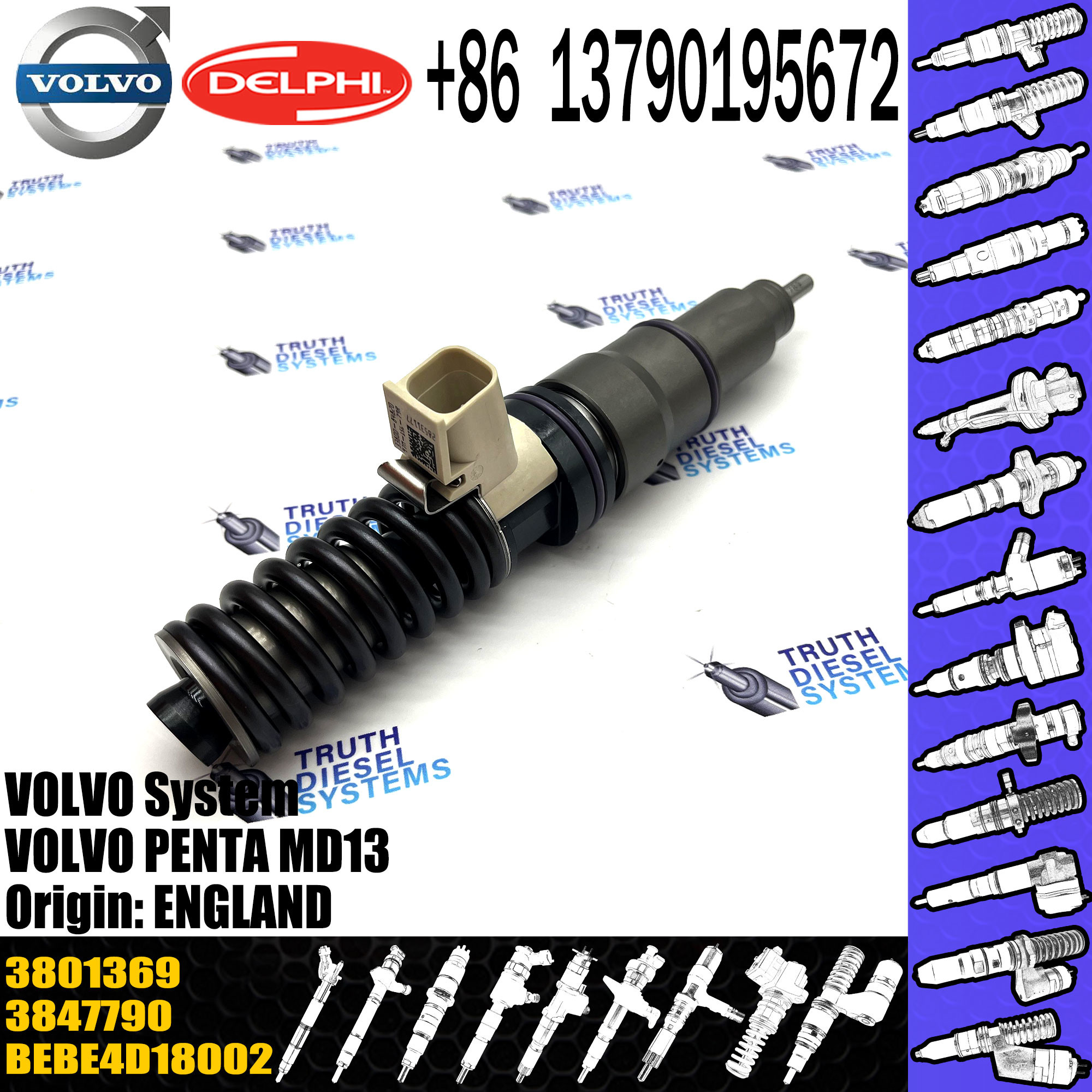3801368 3801369 Diesel Fuel Injector BEBE4D27001 BEBE4D18001 for Penta MD13 Engine