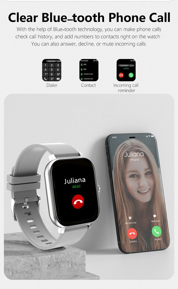 Touch Screen Android Bluetooth Smart Watch 1.7inch 240*280 Pixel