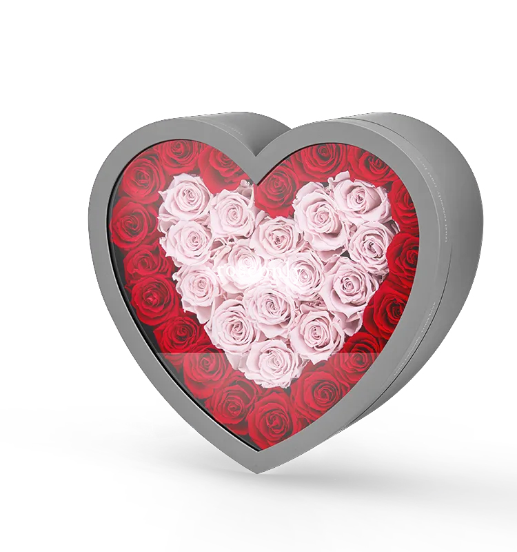 Custom Heart-shaped Rose Packaging Transparent Cover for Luxury Mothers Day Gift Boxes
