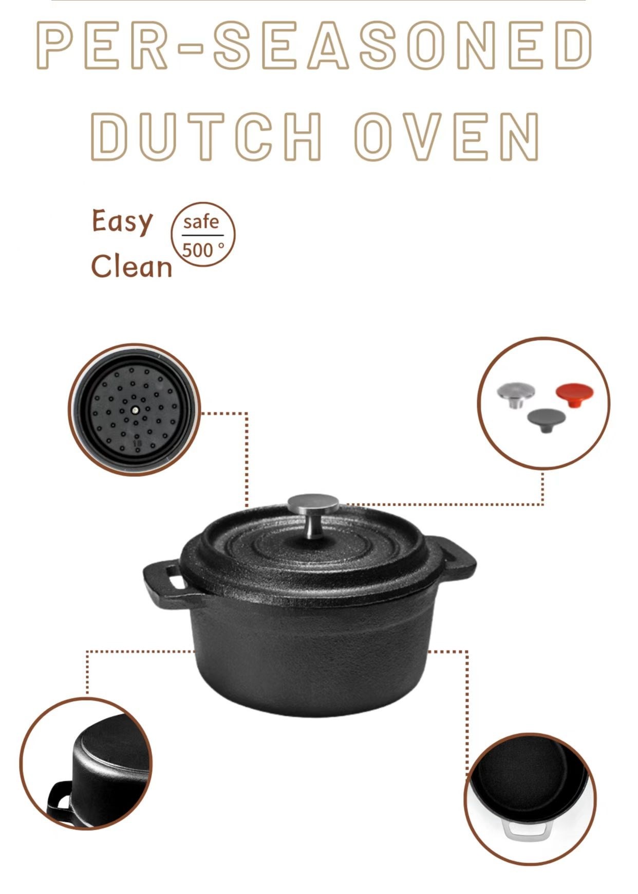 Matt Blake Cast Iron Round Casserole 10*5cm Internal Black Enamel Coating