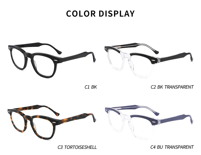 Non Prescription Round Optical Glasses Women Acetate Clear Lens Eyewear 48mm 21mm 145 mm