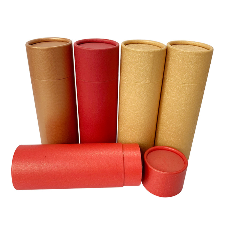 Oval Luxury Kraft Paper Cylinder Tube Box Packaging For Loose Tea with UV Coating