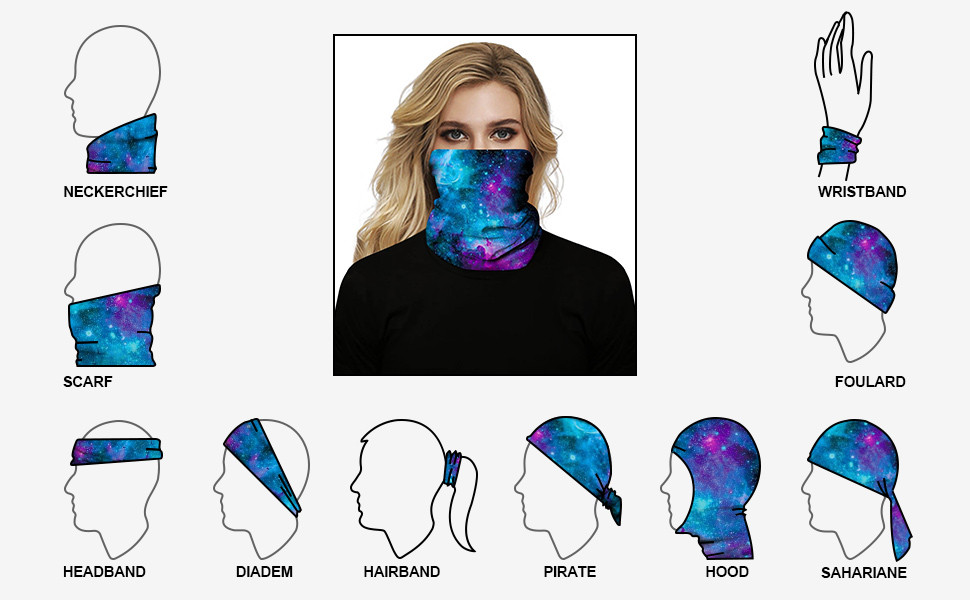 Gaiter Neck Face Scarf Headwear Camo Print Bandana