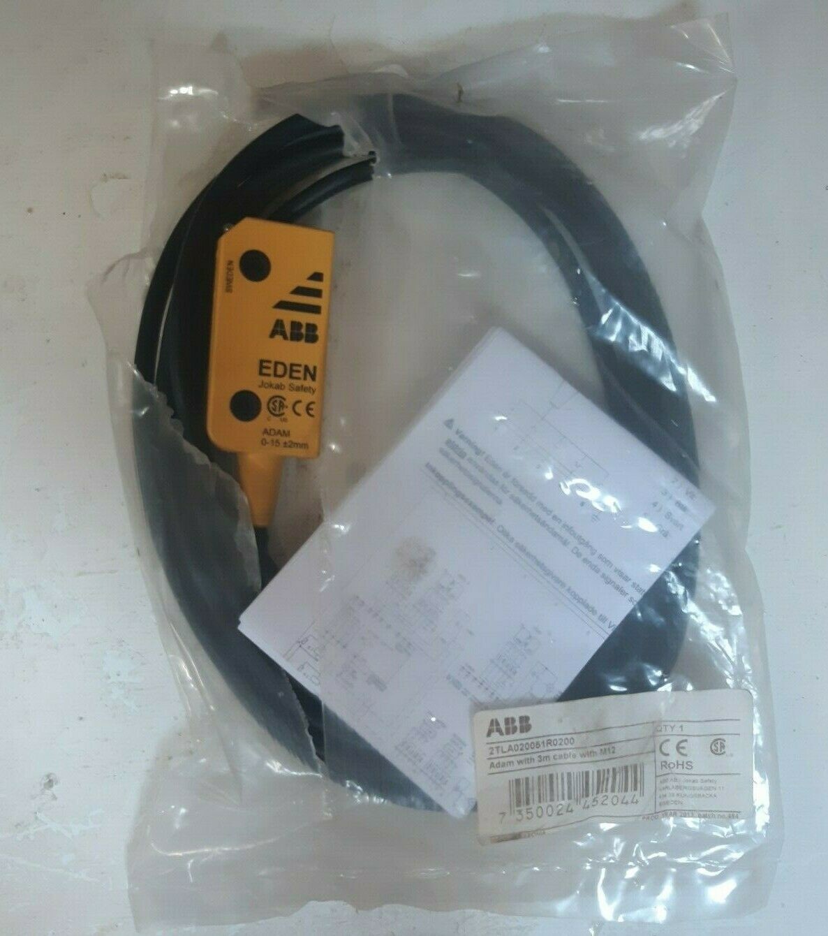 2TLA020051R0200 SAFETY SENSOR UNIT W/3M CABLE W/M12 REPLACED BY 2TLA020051R5100