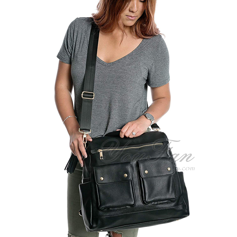 Stylish Travel Bag for Parents Faux vegan leather diaper bag