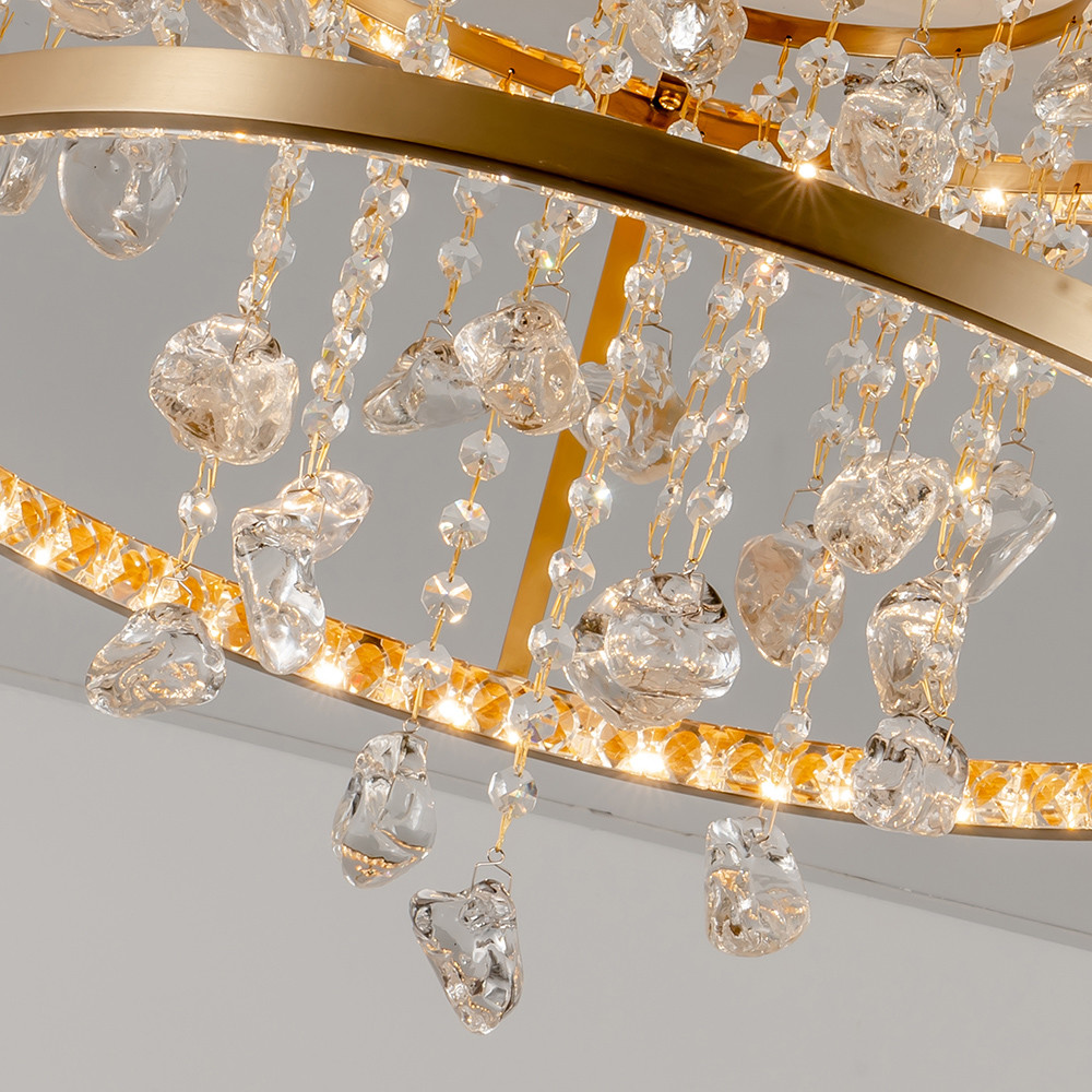 Copper modern chadelier living room bedroom crystal led brass ceiling light(WH-CA-70)