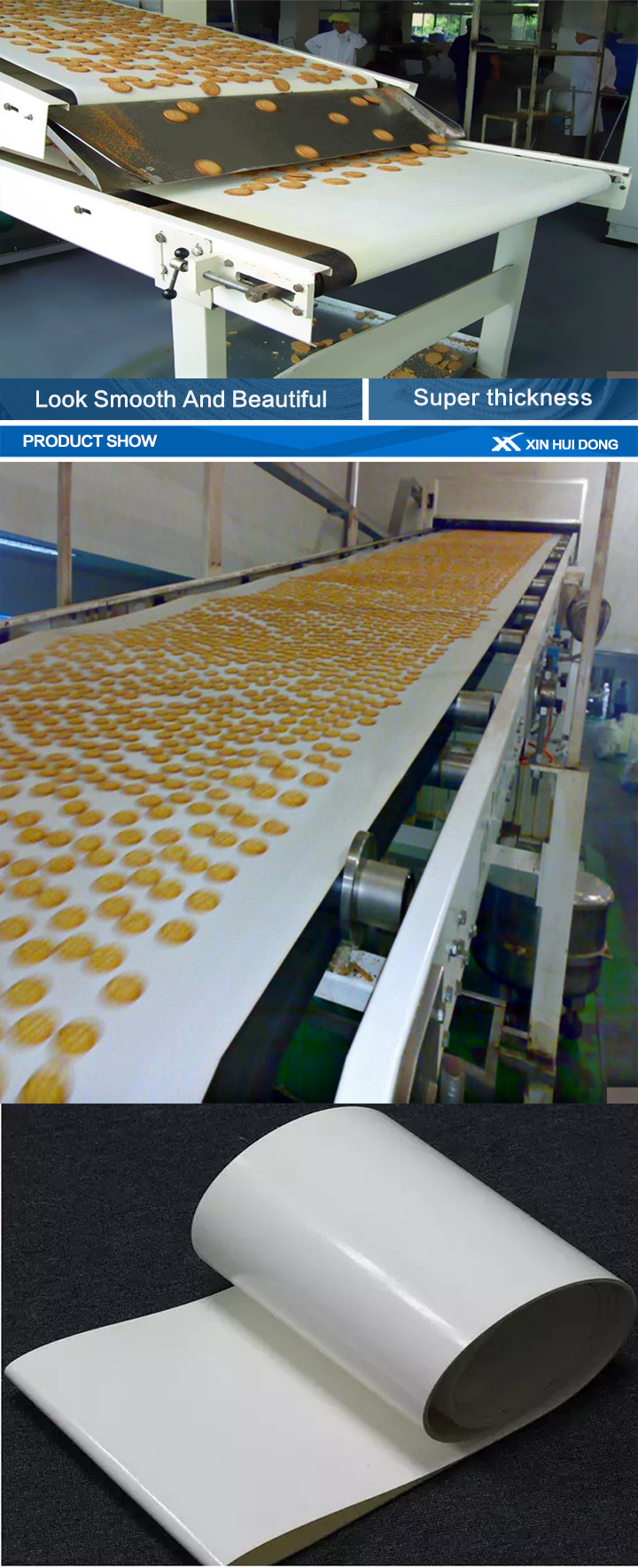PVC / PU White Rubber Conveyor Belt Food Grade With Customized Size