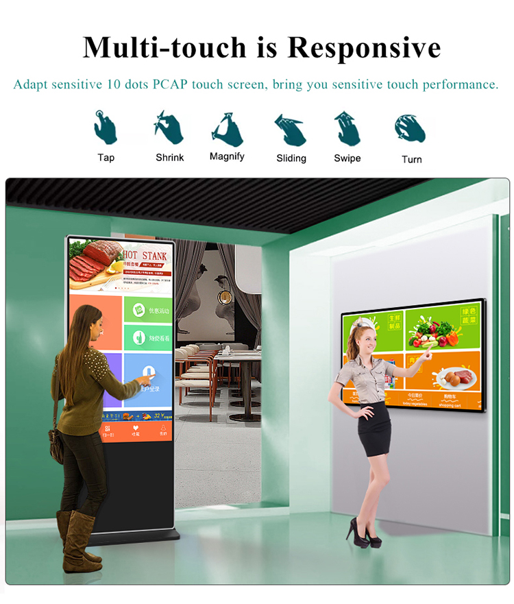 85 Inch Floor Standing Digital Display , LCD Screen For Advertising 3840×2160