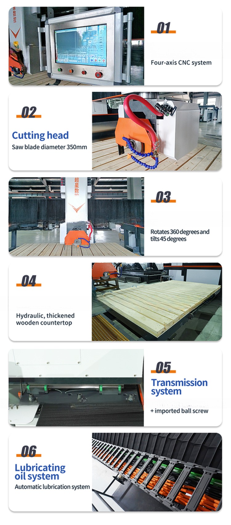 15 KW 4 Axis Cnc Marble Cutter Cnc Stone Cutting Bridge Saw For Granite