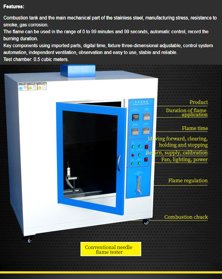 Touch Screen Material Standard Needle Flame Tester for Electrical Appliance Test