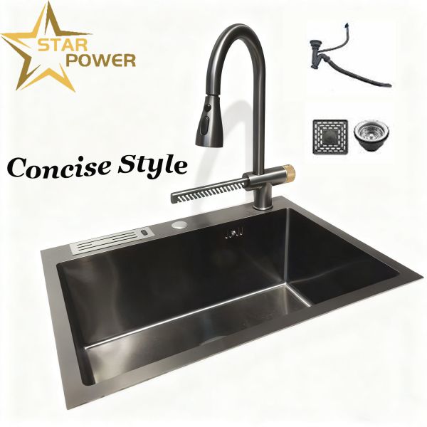 High-Temperature Cured PVD Handmade Wear-Resistant Double Bowl Sink with Food-Grade 304/316 Material
