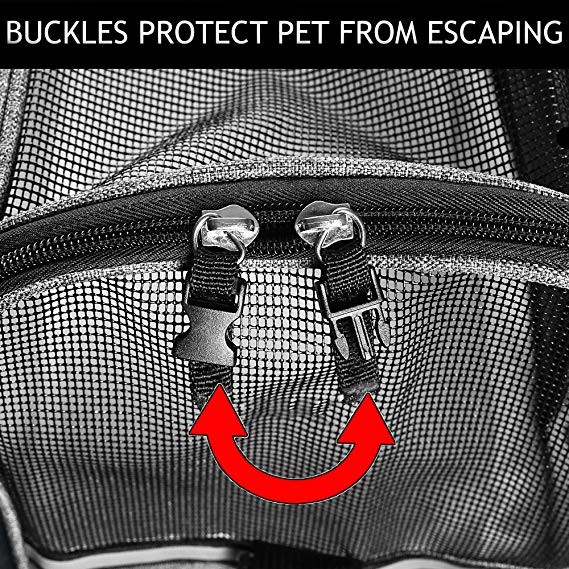 Portable Airline Approved Pet Carrier Bag With Backpack Belt Safety Locked Zippers