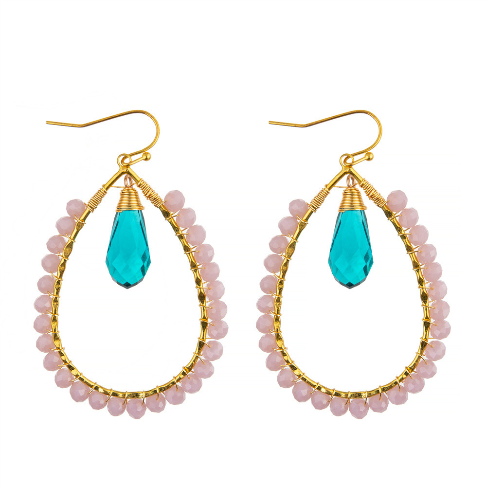 Grape Seeds Drop Shaped Handmade Beads Earring Multi Colors