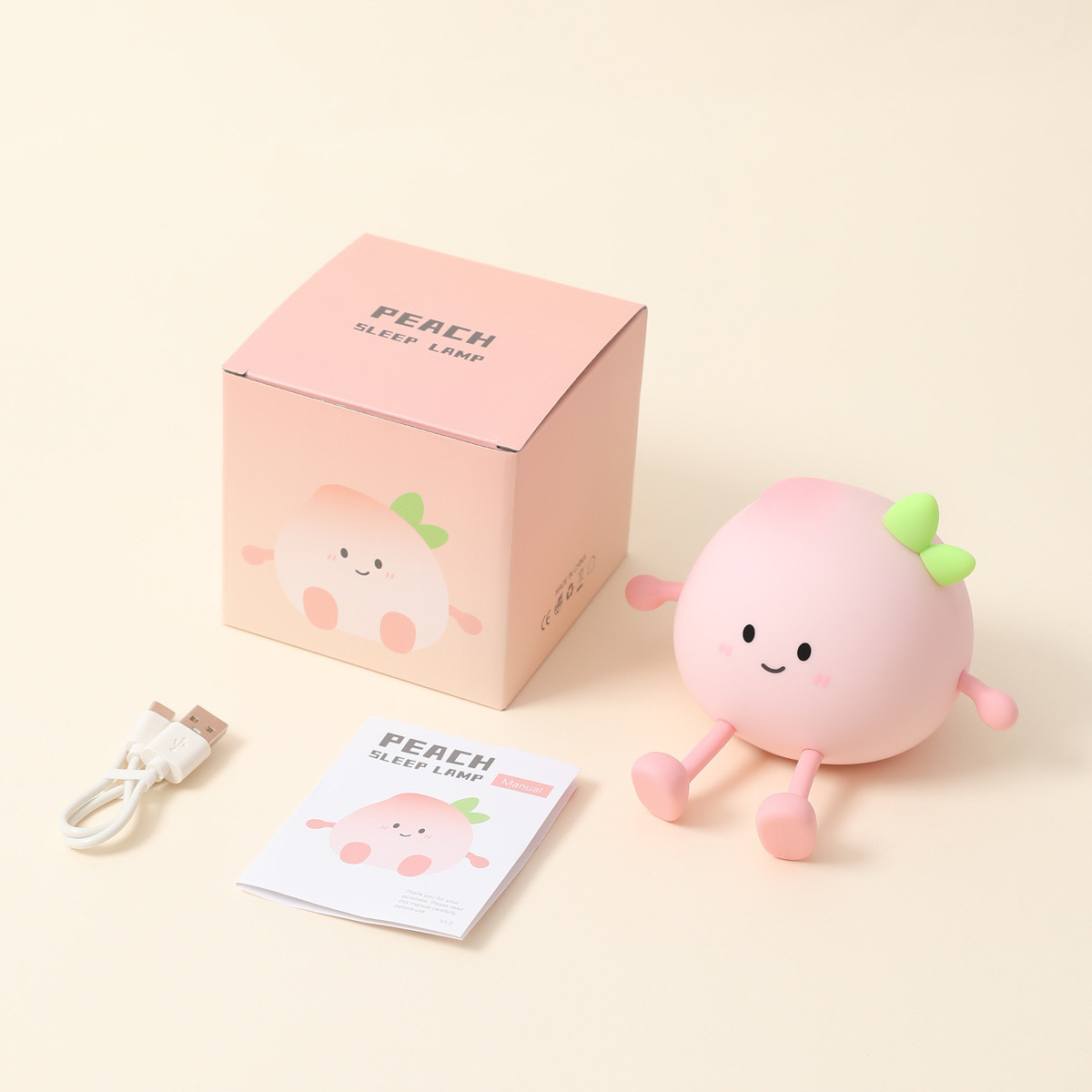 Cute Peach Night Light For Kids Soft Silicone Sleep Light With USB Rechargeable Touch Sensor Nightlights For Kids Room