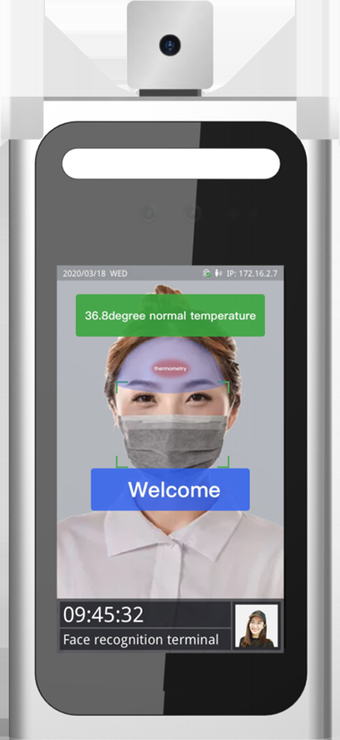 UNIQSCAN New Design Face Recognition Thermometer Body Temperature Scanner Door Lock Access Control System with IR Sensor