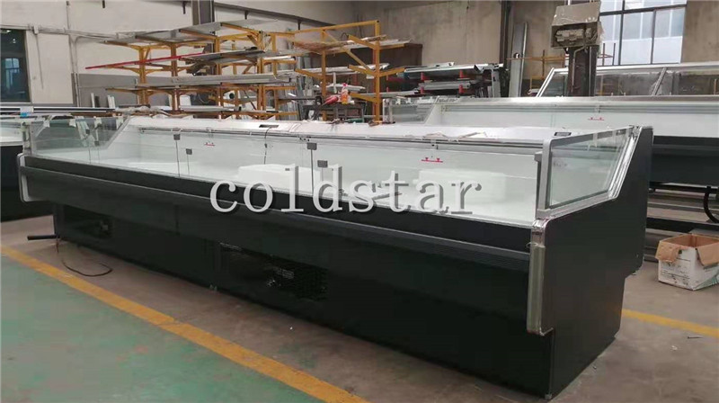 Open Fresh Meat Chiller Self Serve Display Counter for Supermarket Refrigerated Display Case