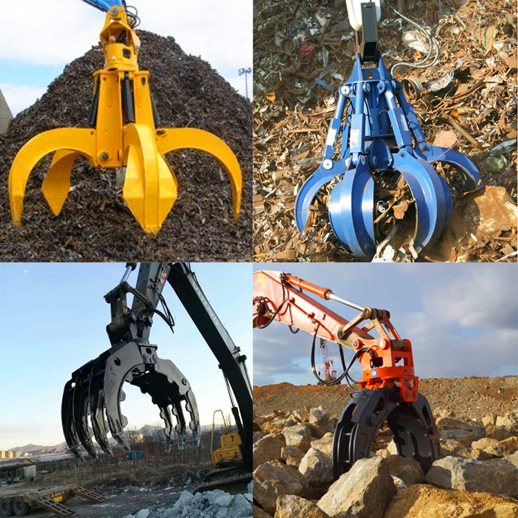 Antiwear NM400 Excavator Rock Grapple , Q355B Grab Bucket For 20 Ton Excavator