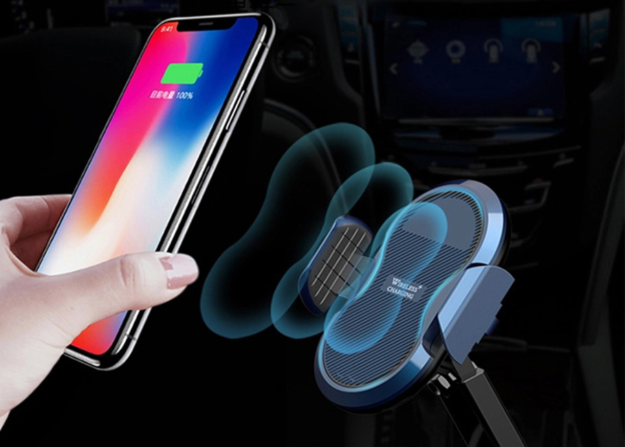 Handlebar Mounted Car Wireless Charger Blue Black ABS PC AC 5V/2A Weight 220g